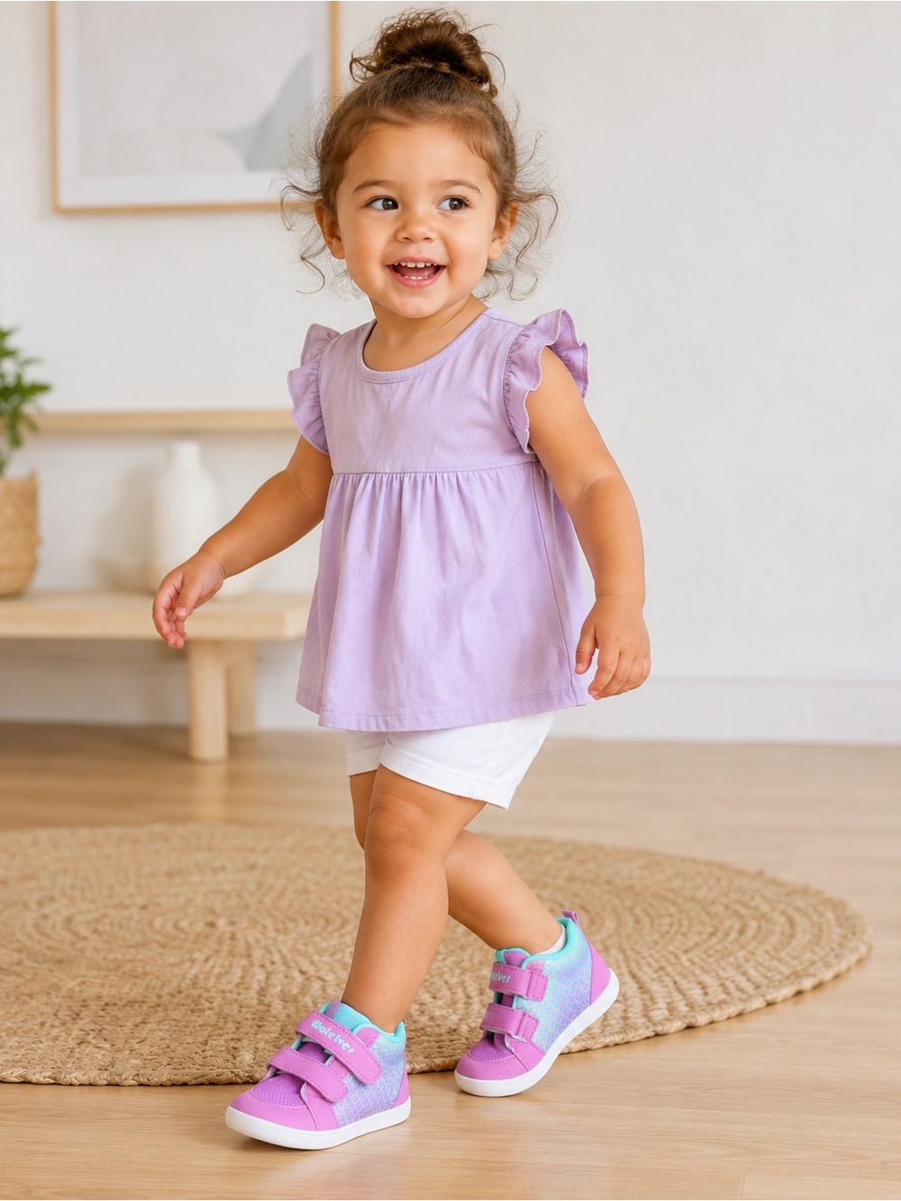 WateLves Toddler Barefoot High-Top Sneakers Purple Mermaid Size 25 New (US 9)